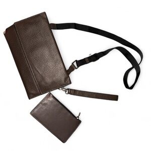 Zara Brown Pebbled Leather Crossbody/Wristlet & Wallet